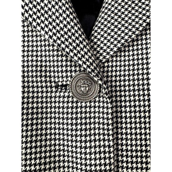 Custom Tailored By Harlan Houndstooth Duster Sz 14 Medusa Buttons Classic Preppy - Picture 5 of 8